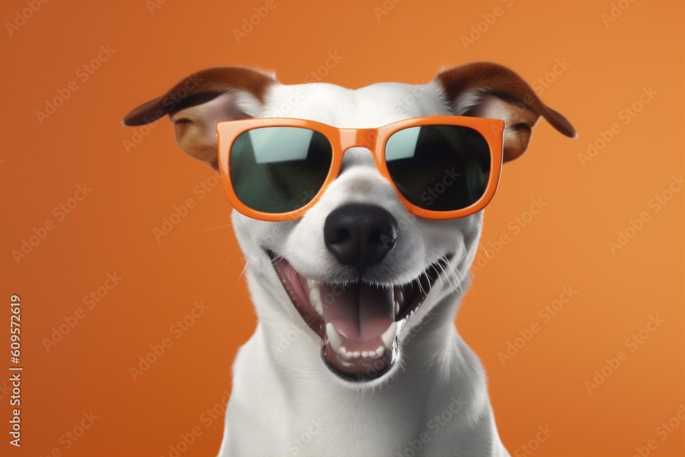 smile dog funny cute portrait copy space pet sunglasses background animal isolated. Generative AI.