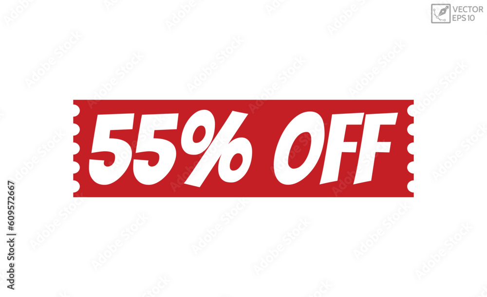 55% Off stamp red rubber stamp on white background. 55% Off stamp sign. 55% Off stamp. 55% Off stamp red rubber stamp on white background. 55% Off stamp sign. 55% Off stamp.
