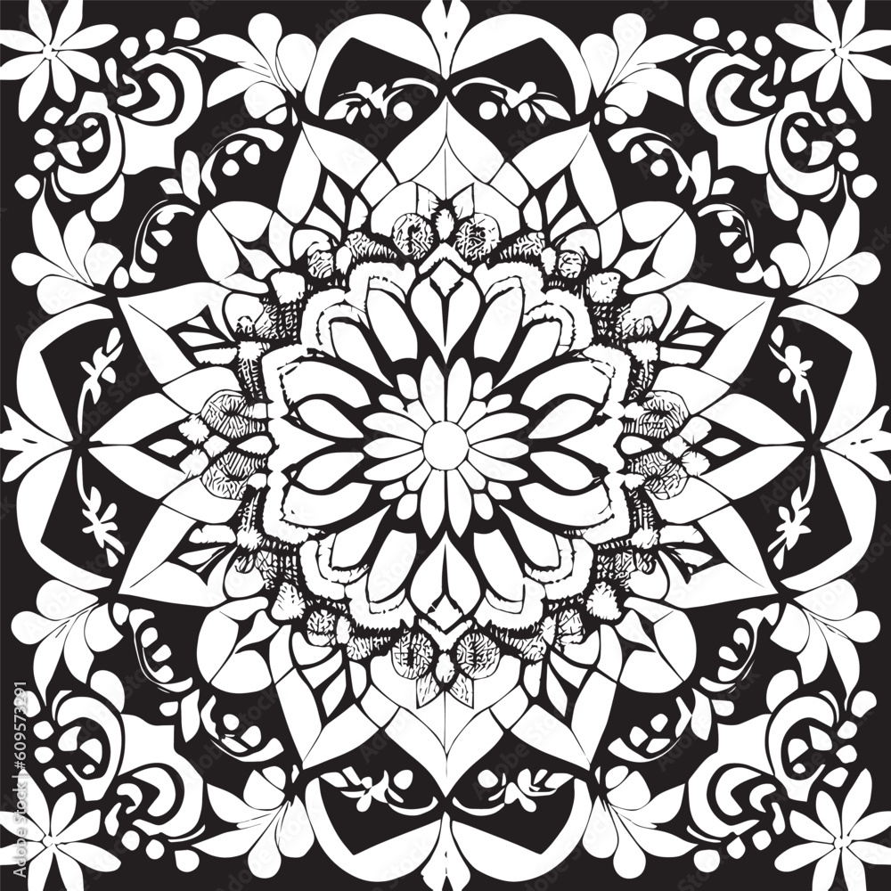 flower design black and white