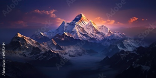 AI Generated. AI Generative. High mountain great landscape adventure nepal outdoor motivation. Graphic Art