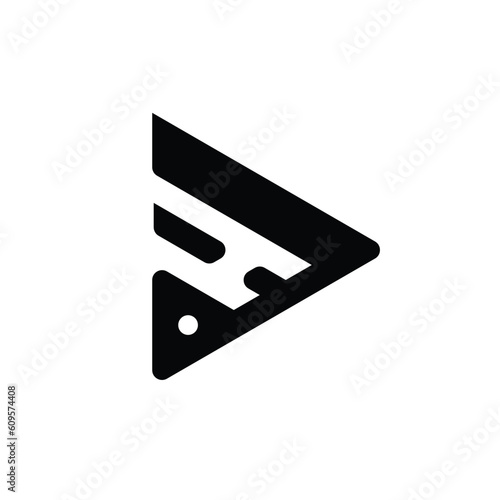 Vector graphic of logo initials ah with a combination of black and white media elements. flat and simple design style. suitable for media service rental logos, media companies.  logo template vector