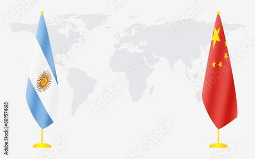 China and Argentina flags for official meeting