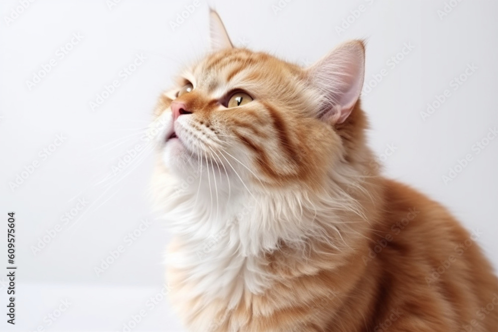 a cute cat posing against a white background
