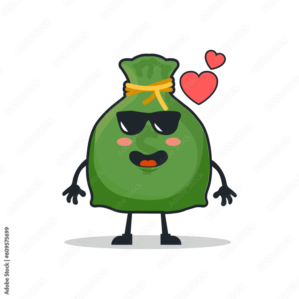 cute mascot cartoon character money bag with concept business. vector illustration cute mascot cartoon character money bag with concept business. vector illustration