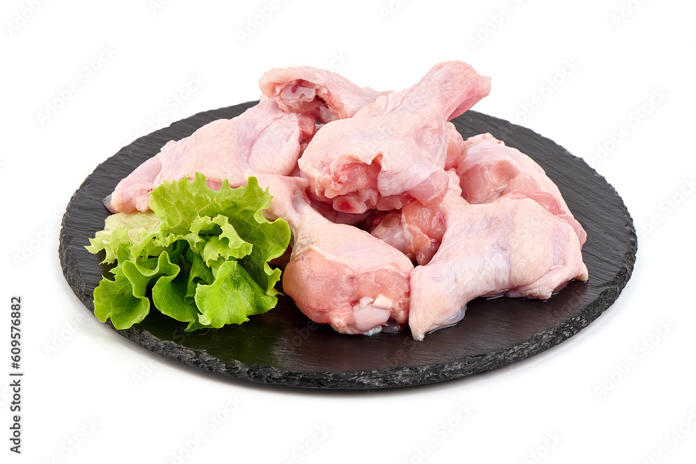 Chicken Drumette, wignette, flat wings on white background. Chicken Drumette, wignette, flat wings on white background.