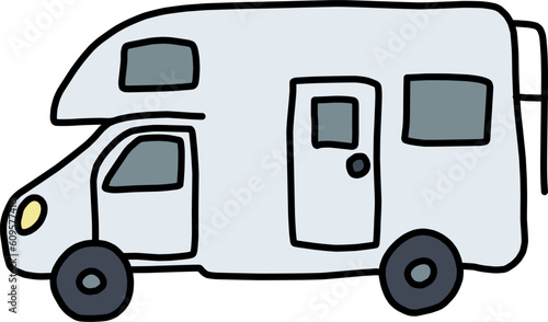 横を向いたキャンピングカーのシンプルなイラスト