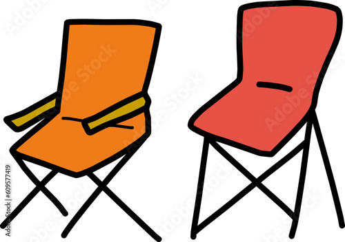 シンプルな折りたたみ椅子のイラストセット