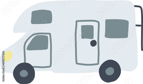 横を向いたキャンピングカーのシンプルなイラスト