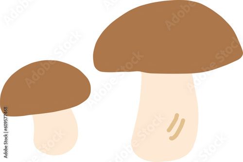 シンプルな茶色いキノコのイラスト2点セット