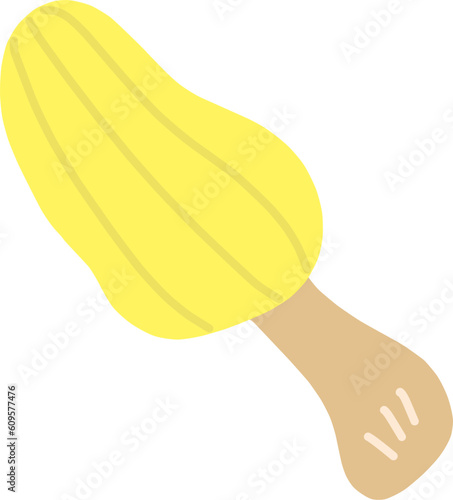 縦に長い黄色いキノコのシンプルなイラスト