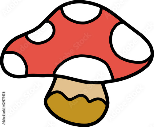 シンプルな水玉模様のキノコのイラスト