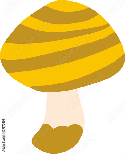 シンプルな縞模様のキノコのイラスト