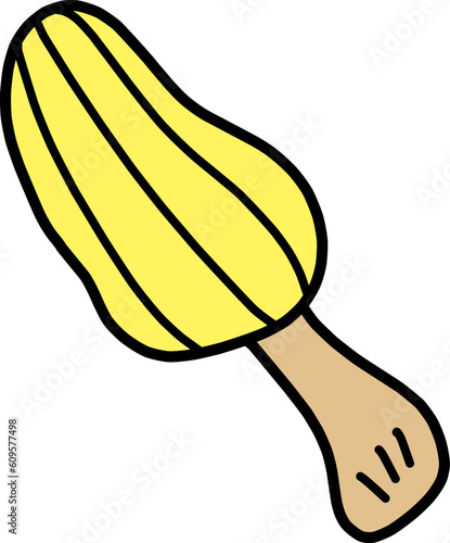 縦に長い黄色いキノコのシンプルなイラスト