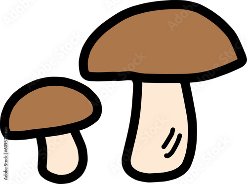 シンプルな茶色いキノコのイラスト2点セット