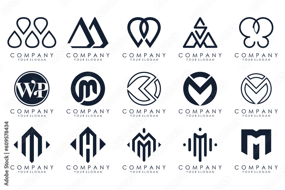Set of M letter logo design vector. modern M letter design collection. Set of M letter logo design vector. modern M letter design collection.