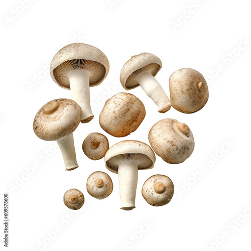  mushrooms isolated on white background generative ai, clipping path, png file