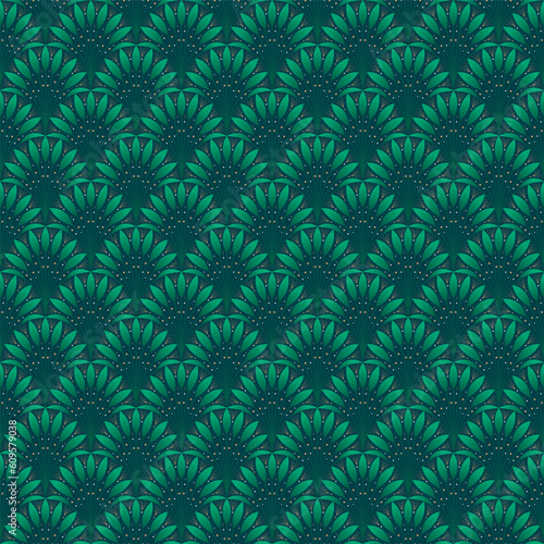 Vector art deco seamless pattern. Design a fan-shaped bush pattern. Beautiful vintage background
