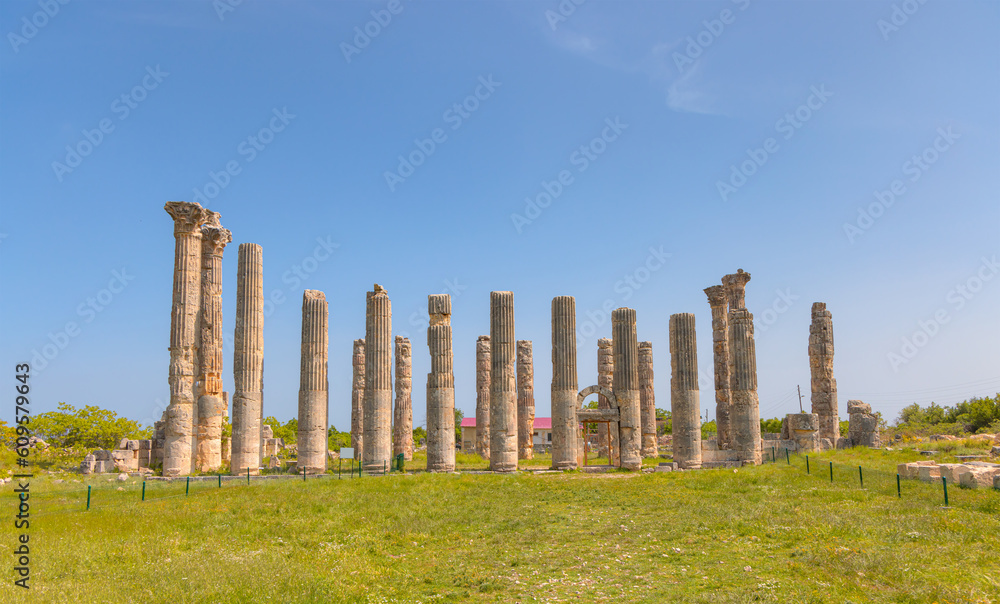 Ruins of ancient city Olba (Uzuncaburc)  - Mersin, Turkey. Uzuncaburc, the place of worship of the Olba Kingdom in the Hellenistic Period