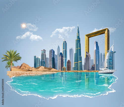 Fotografia 3d illustration of Dubai beach isolated