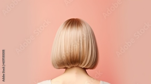 Rear back behind view portrait of attractive wavy-haired girl shine hairdress isolated over one-tone color background