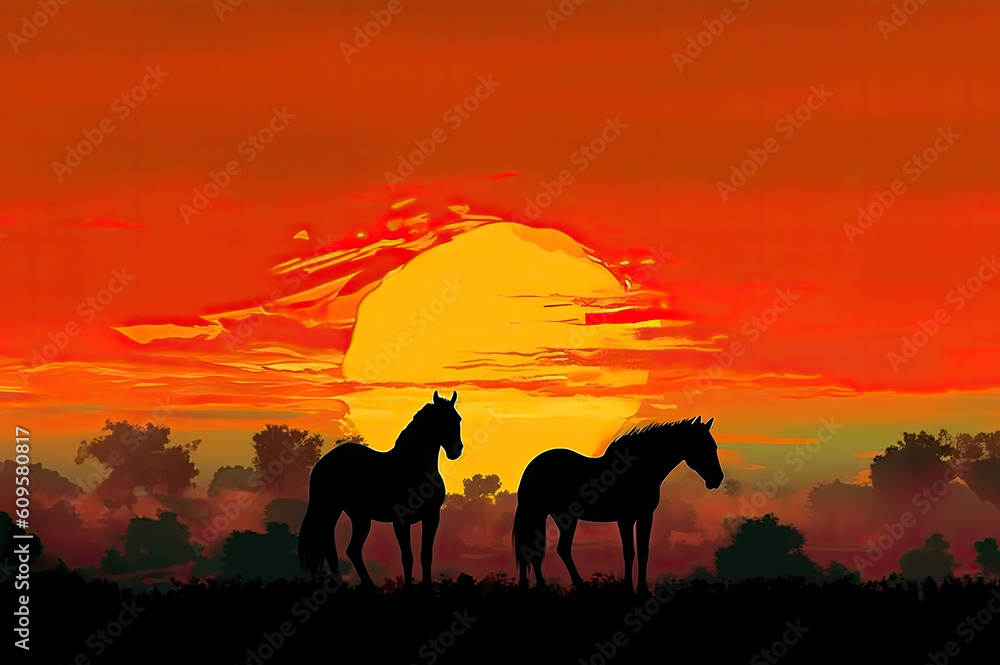 Horse background created with Generative AI technology Horse background created with Generative AI technology