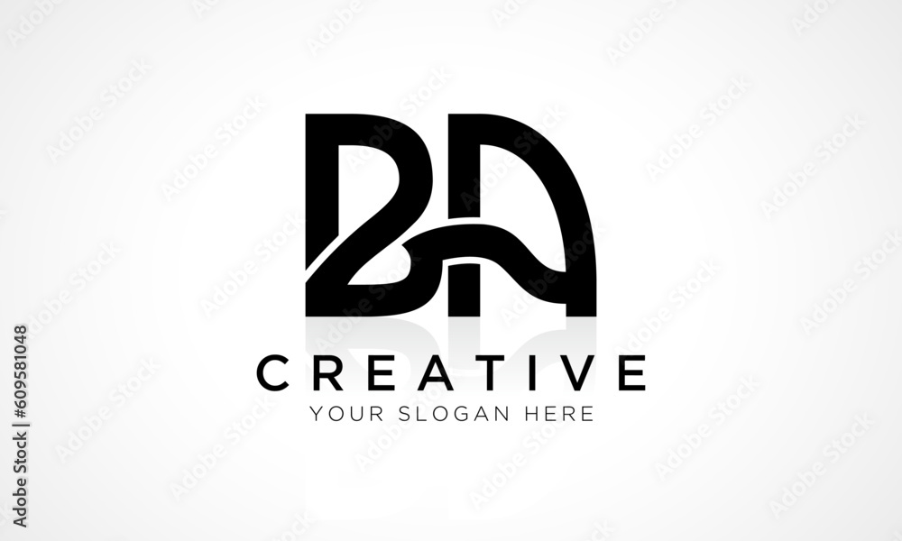 BA Letter Logo Design Vector Template. Alphabet Initial Letter BA Logo Design With Glossy Reflection Business Illustration. BA Letter Logo Design Vector Template. Alphabet Initial Letter BA Logo Design With Glossy Reflection Business Illustration.