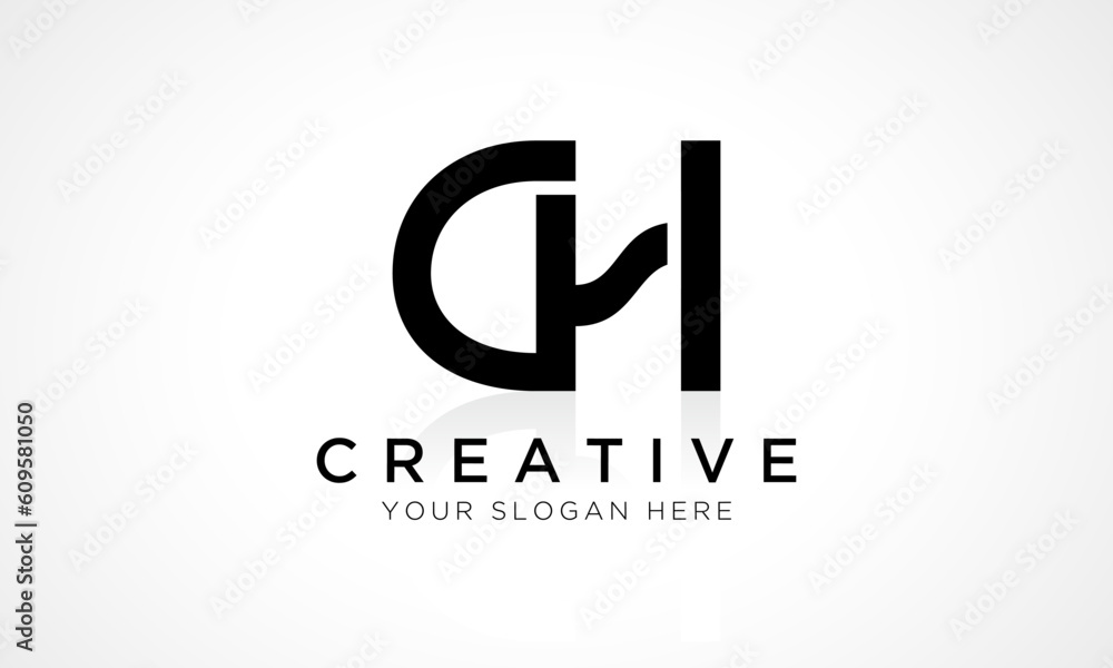 DH Letter Logo Design Vector Template. Alphabet Initial Letter DH Logo Design With Glossy Reflection Business Illustration.