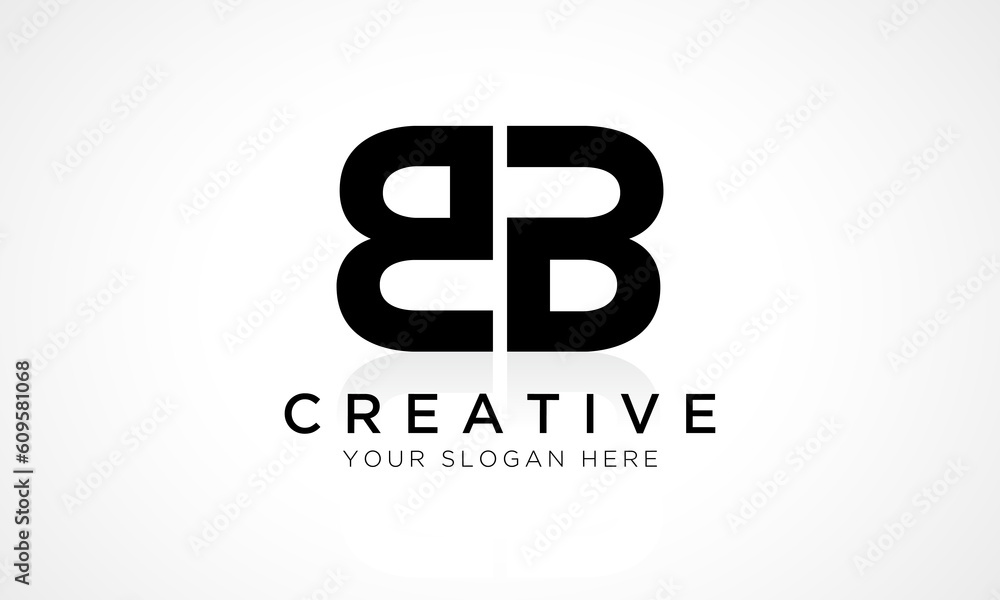 BB Letter Logo Design Vector Template. Alphabet Initial Letter BB Logo Design With Glossy Reflection Business Illustration. - obrazy, fototapety, plakaty 