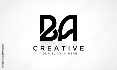 BA Letter Logo Design Vector Template. Alphabet Initial Letter BA Logo Design With Glossy Reflection Business Illustration.