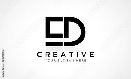 ED Letter Logo Design Vector Template. Alphabet Initial Letter ED Logo Design With Glossy Reflection Business Illustration.