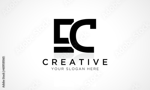 EC Letter Logo Design Vector Template. Alphabet Initial Letter EC Logo Design With Glossy Reflection Business Illustration.