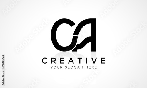 CA Letter Logo Design Vector Template. Alphabet Initial Letter CA Logo Design With Glossy Reflection Business Illustration.