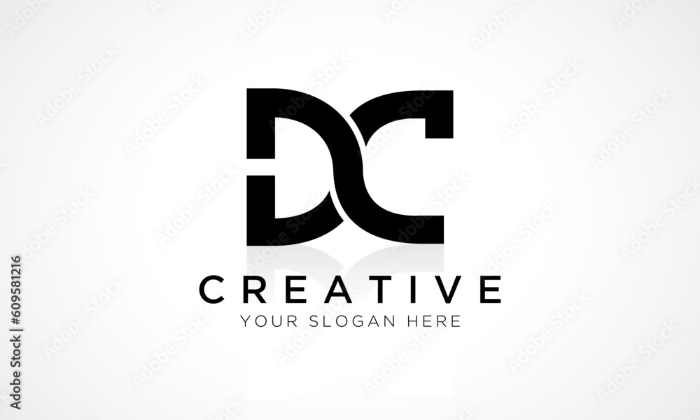DC Letter Logo Design Vector Template. Alphabet Initial Letter DC Logo Design With Glossy Reflection Business Illustration.