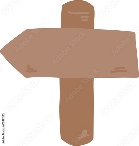 一方向をさすシンプルな道しるべのイラスト