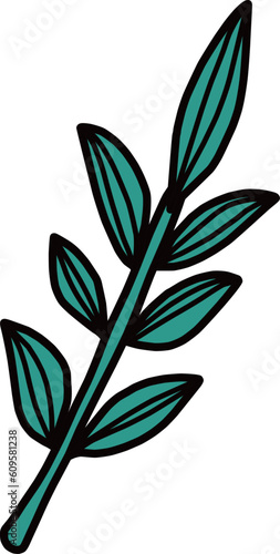 シンプルにデフォルメした枝葉のイラスト