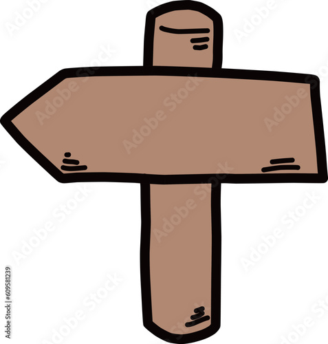 一方向をさすシンプルな道しるべのイラスト