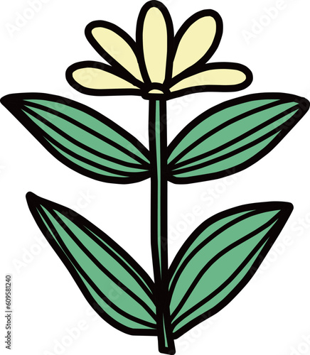 シンプルにデフォルメした黄色い花のイラスト