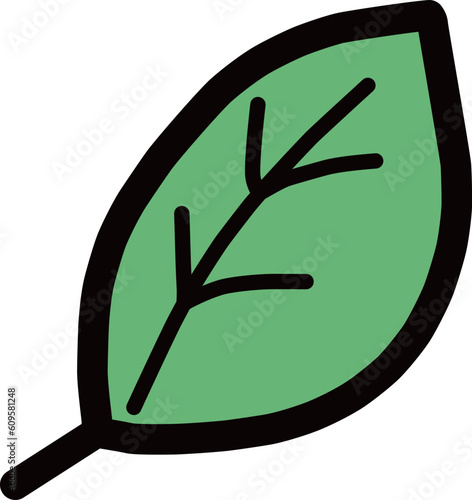 シンプルな一枚の葉っぱのイラスト