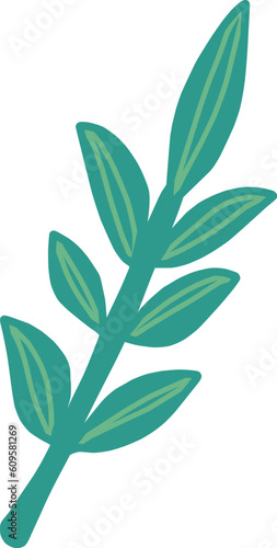 シンプルにデフォルメした枝葉のイラスト