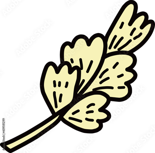 シンプルにデフォルメした枝葉のイラスト