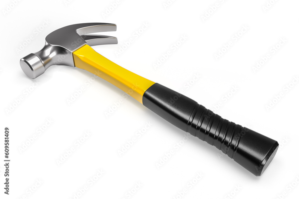Carpentry hammer isolated on white background - 3D render Carpentry hammer isolated on white background - 3D render
