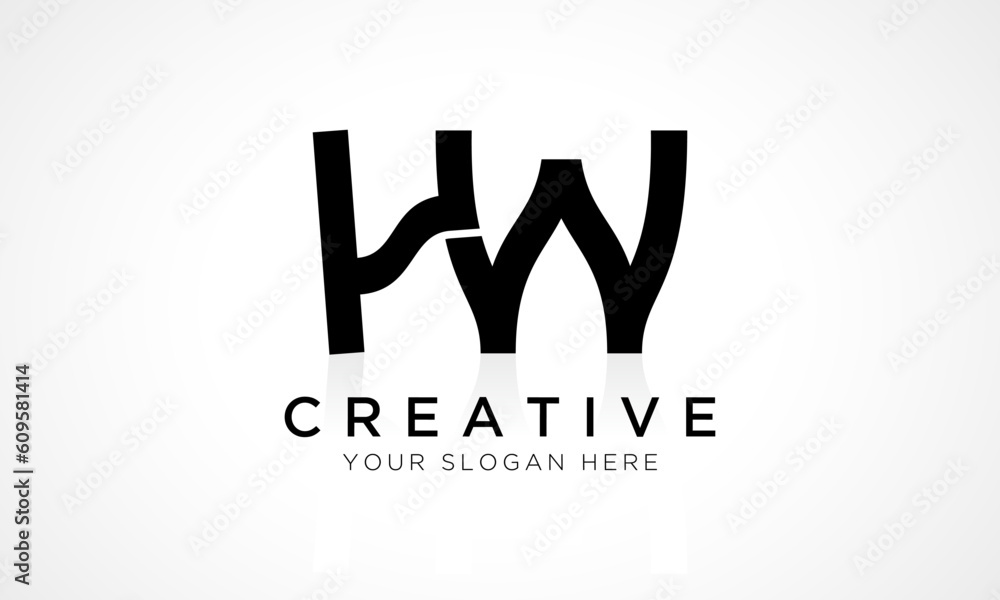 HW Letter Logo Design Vector Template. Alphabet Initial Letter HW Logo Design With Glossy Reflection Business Illustration. HW Letter Logo Design Vector Template. Alphabet Initial Letter HW Logo Design With Glossy Reflection Business Illustration.