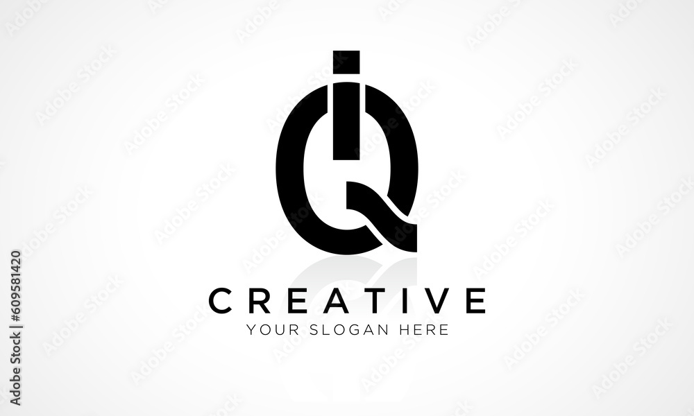 IQ Letter Logo Design Vector Template. Alphabet Initial Letter IQ Logo Design With Glossy Reflection Business Illustration. IQ Letter Logo Design Vector Template. Alphabet Initial Letter IQ Logo Design With Glossy Reflection Business Illustration.