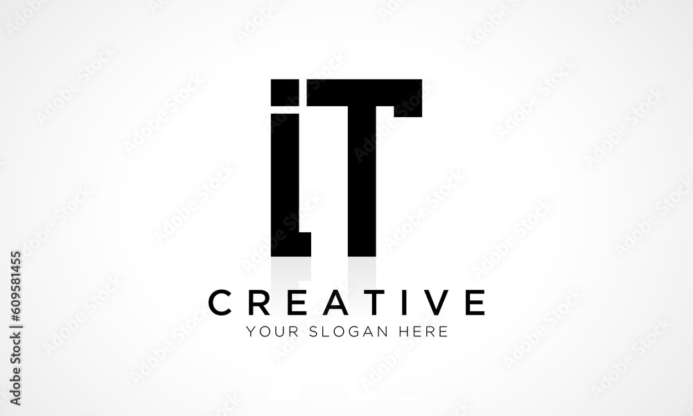 IT Letter Logo Design Vector Template. Alphabet Initial Letter IT Logo Design With Glossy Reflection Business Illustration. IT Letter Logo Design Vector Template. Alphabet Initial Letter IT Logo Design With Glossy Reflection Business Illustration.
