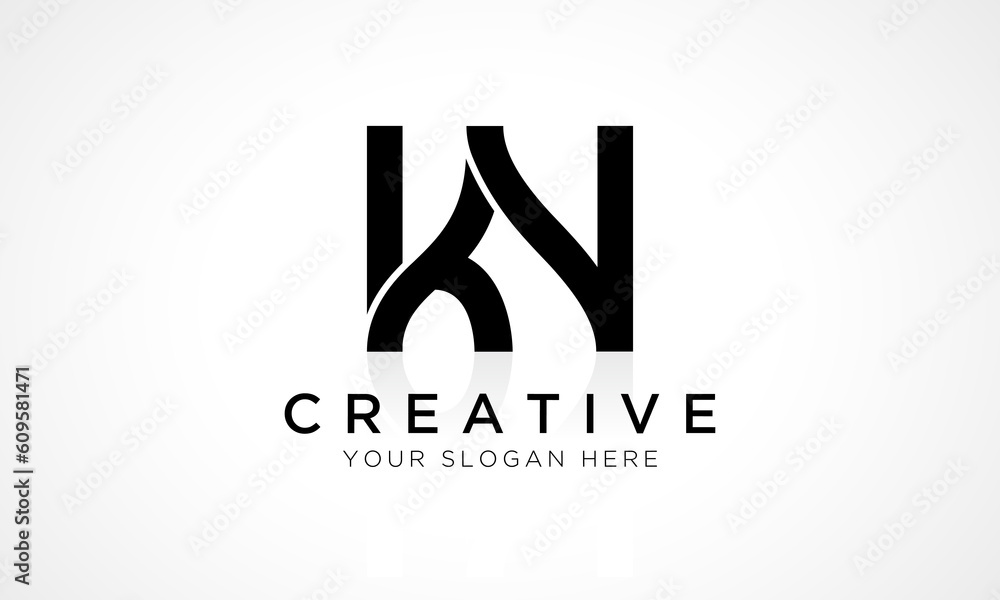KN Letter Logo Design Vector Template. Alphabet Initial Letter KN Logo Design With Glossy Reflection Business Illustration. KN Letter Logo Design Vector Template. Alphabet Initial Letter KN Logo Design With Glossy Reflection Business Illustration.