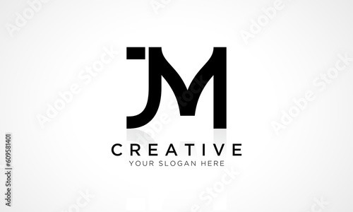 JM Letter Logo Design Vector Template. Alphabet Initial Letter JM Logo Design With Glossy Reflection Business Illustration.