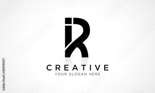 IR Letter Logo Design Vector Template. Alphabet Initial Letter IR Logo Design With Glossy Reflection Business Illustration.