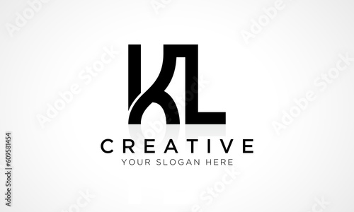KL Letter Logo Design Vector Template. Alphabet Initial Letter KL Logo Design With Glossy Reflection Business Illustration.