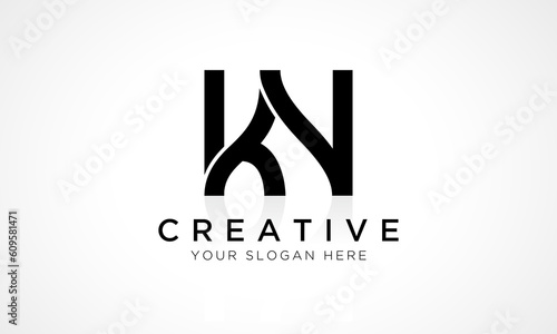 KN Letter Logo Design Vector Template. Alphabet Initial Letter KN Logo Design With Glossy Reflection Business Illustration.