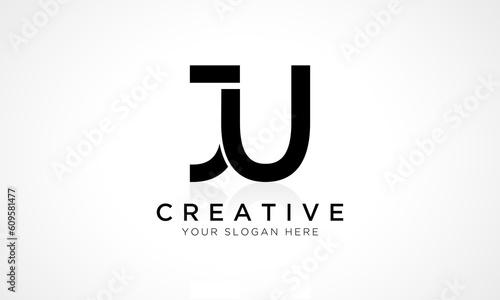 JU Letter Logo Design Vector Template. Alphabet Initial Letter JU Logo Design With Glossy Reflection Business Illustration.